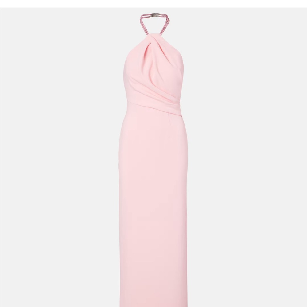 Solace London Riva Embellished Pink HalterNeck gown